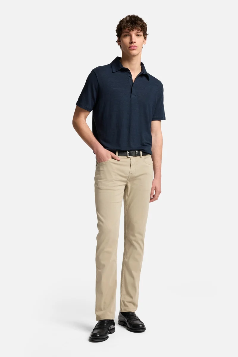 Linen Polo in Ocean Floor