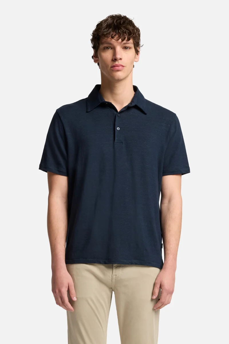 Linen Polo in Ocean Floor