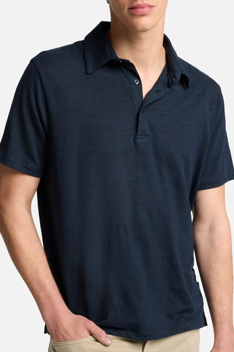 Linen Polo in Ocean Floor