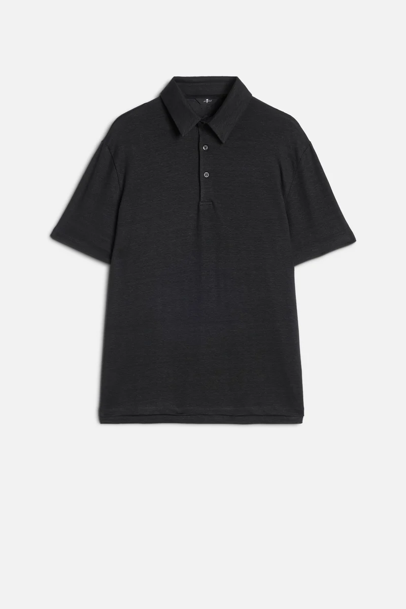 Linen Polo in Linen Black