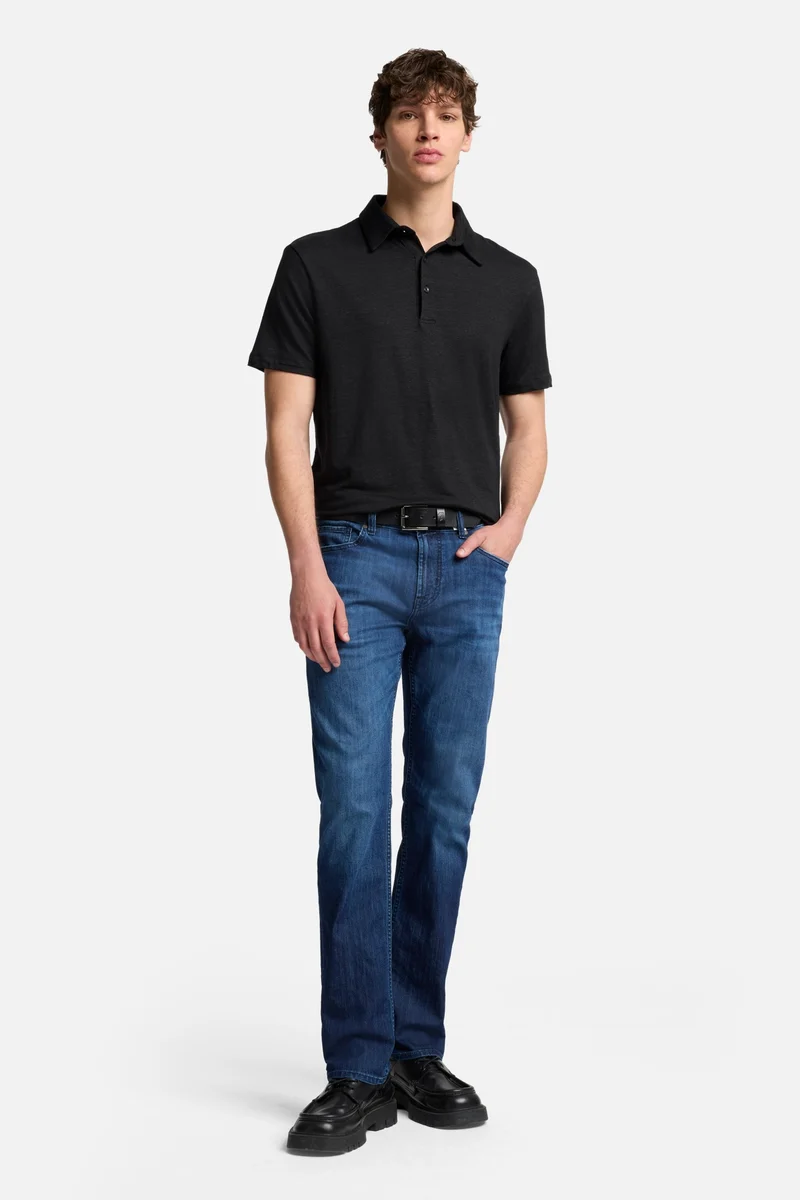 Linen Polo in Linen Black