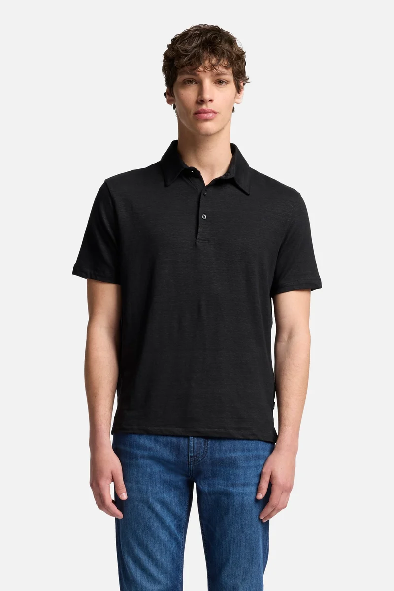 Linen Polo in Linen Black