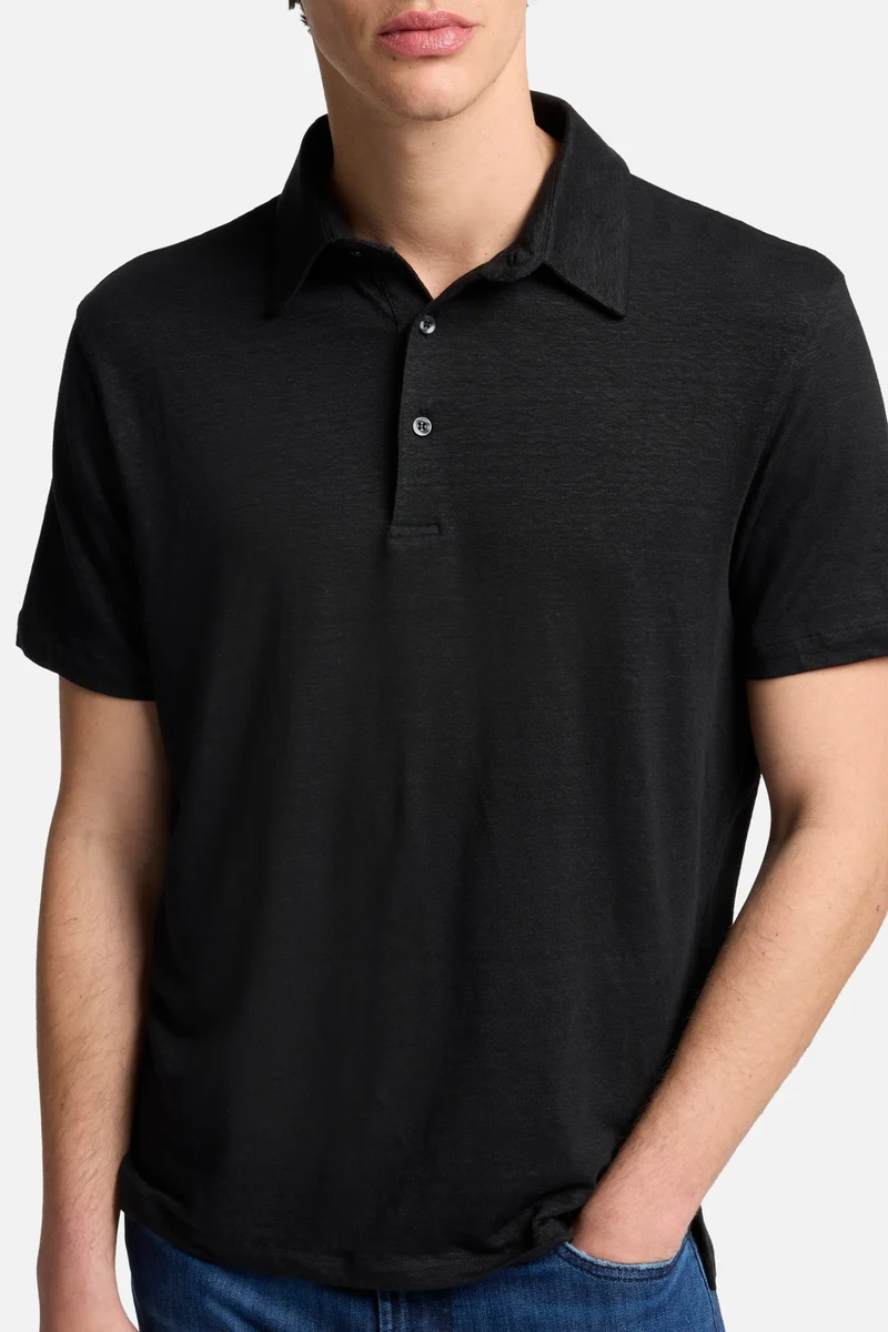 Linen Polo in Linen Black