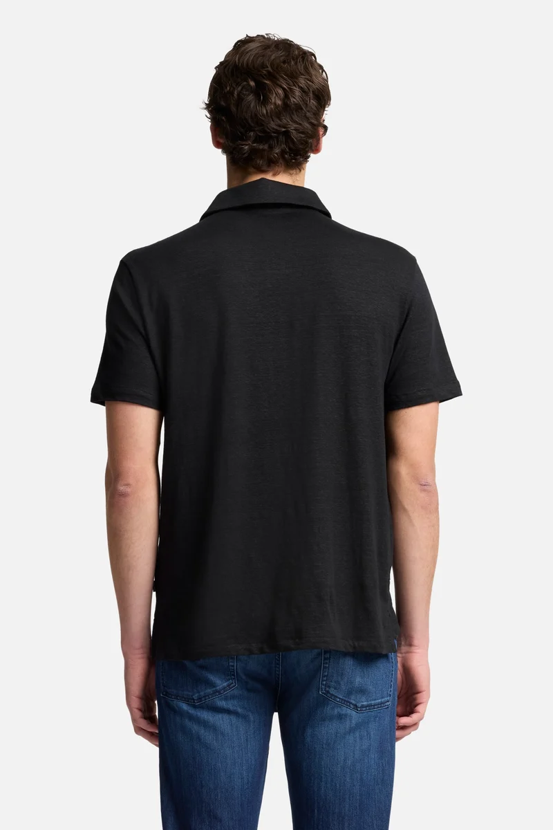 Linen Polo in Linen Black