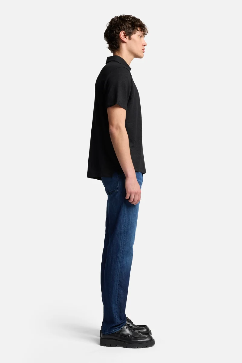 Linen Polo in Linen Black