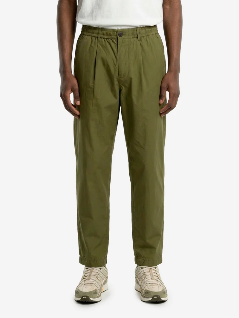 Pantaloni verdi con piega frontale e coulisse