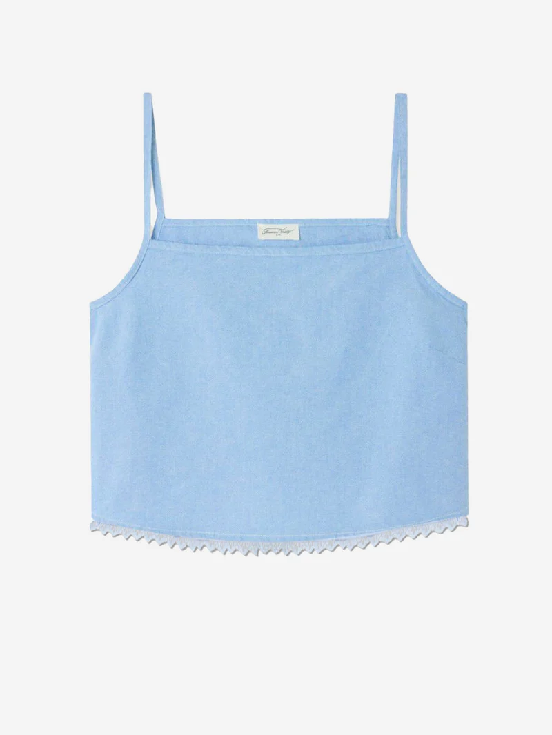 Top cropped azzurro con spalline sottili
