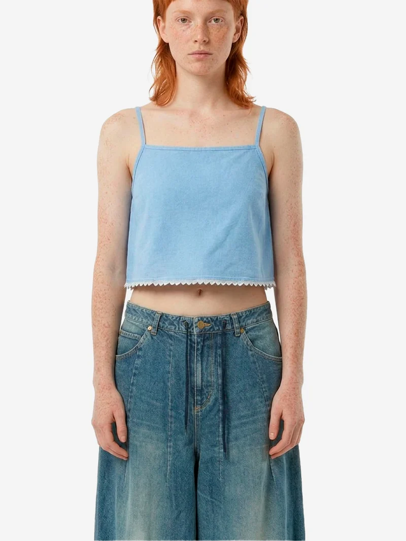 Top cropped azzurro con spalline sottili