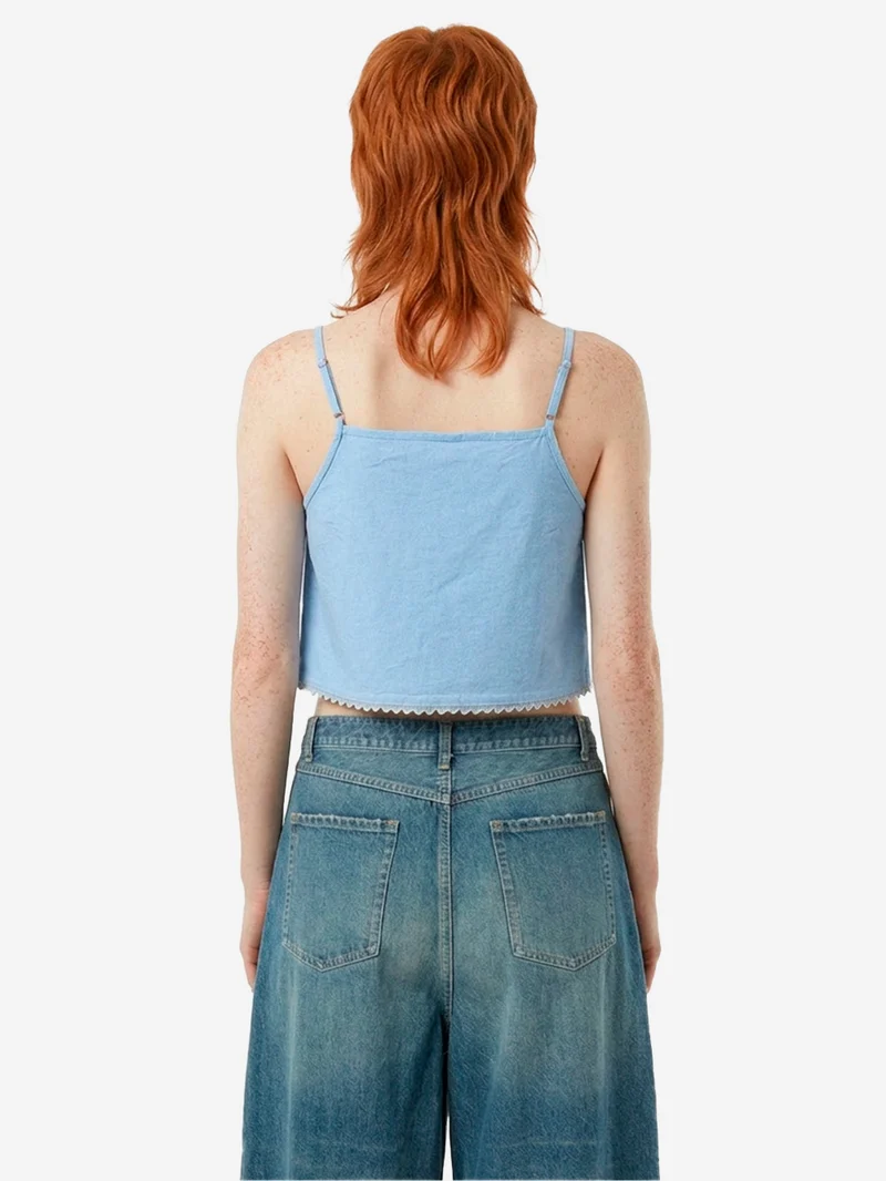 Top cropped azzurro con spalline sottili
