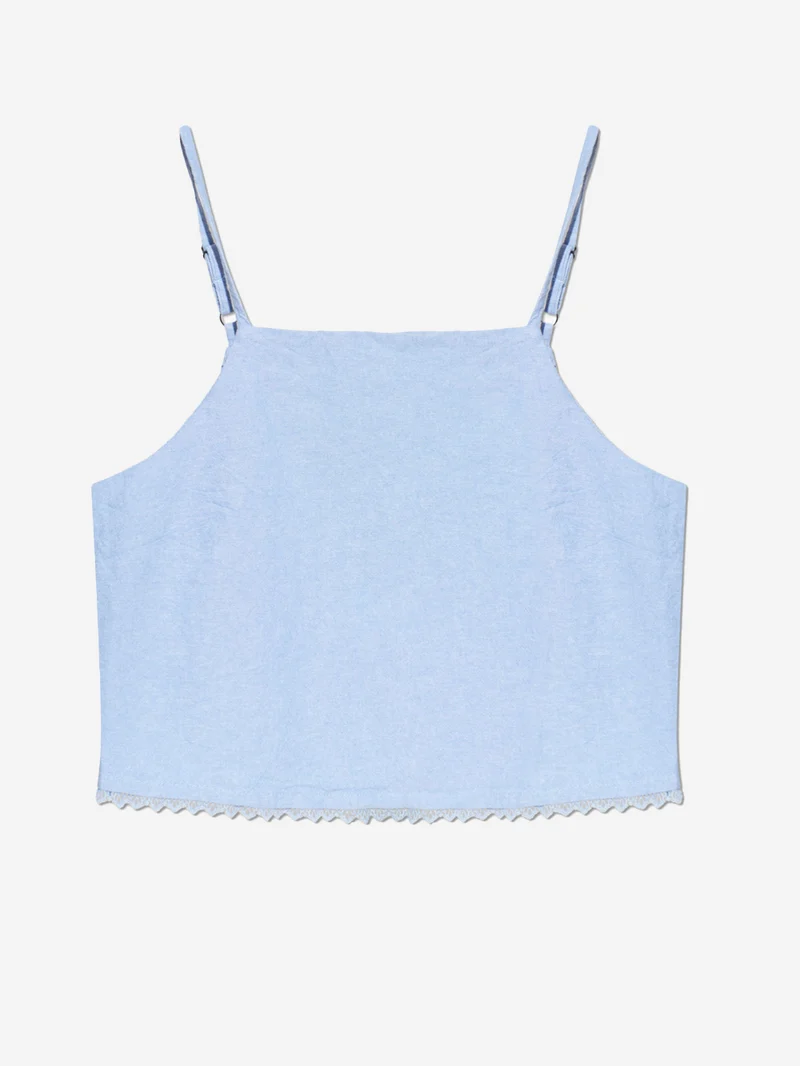 Top cropped azzurro con spalline sottili