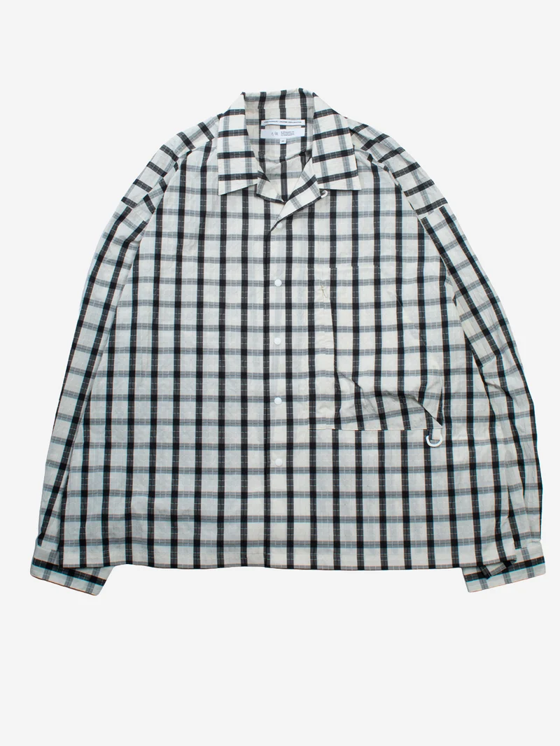 Camicia a quadri con colletto aperto in tessuto riciclato