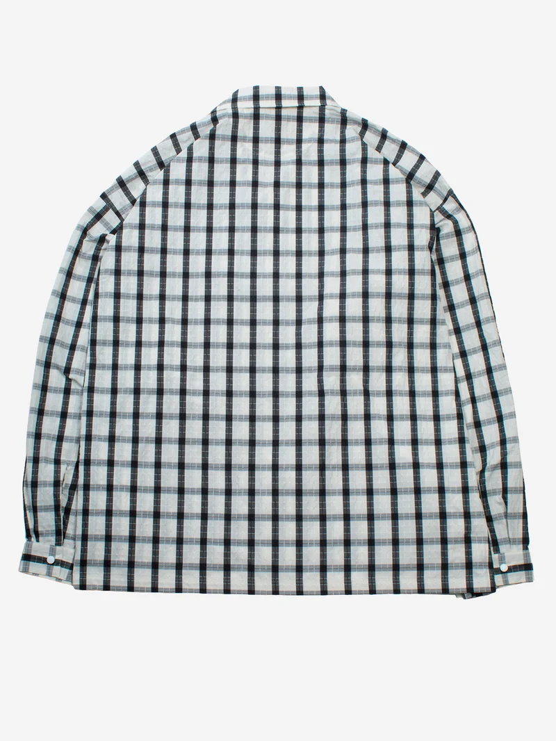 Camicia a quadri con colletto aperto in tessuto riciclato