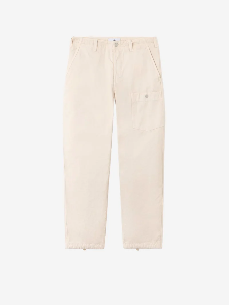 Pantalone cargo avorio in twill di cotone 'Marina'