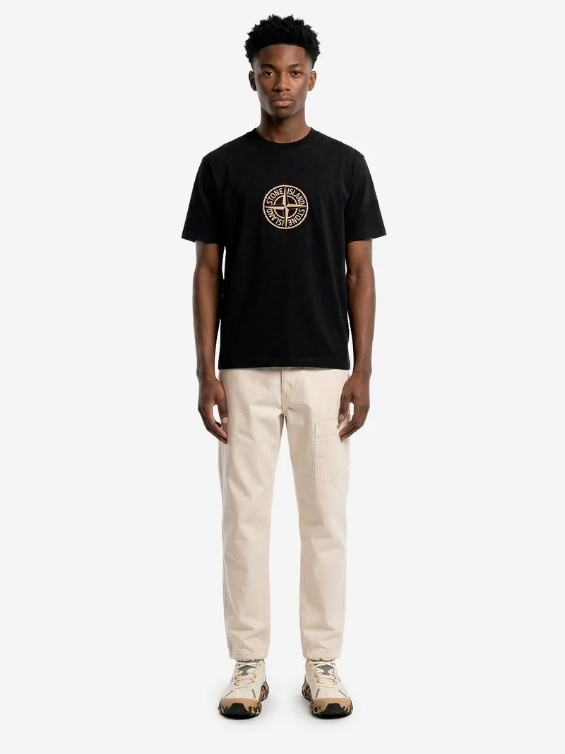 Pantalone cargo avorio in twill di cotone 'Marina'