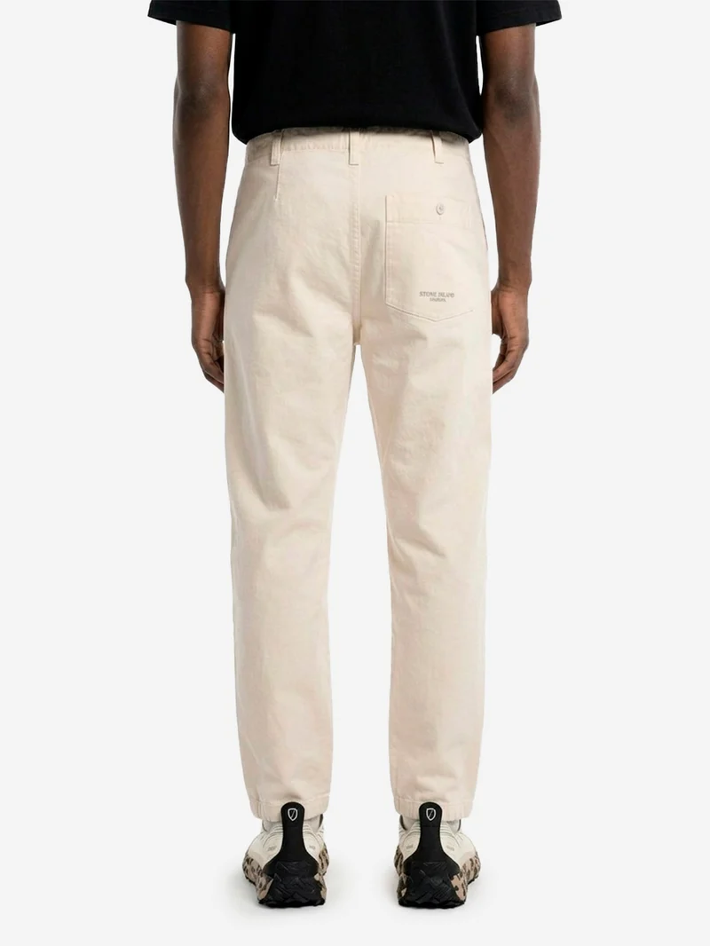 Pantalone cargo avorio in twill di cotone 'Marina'