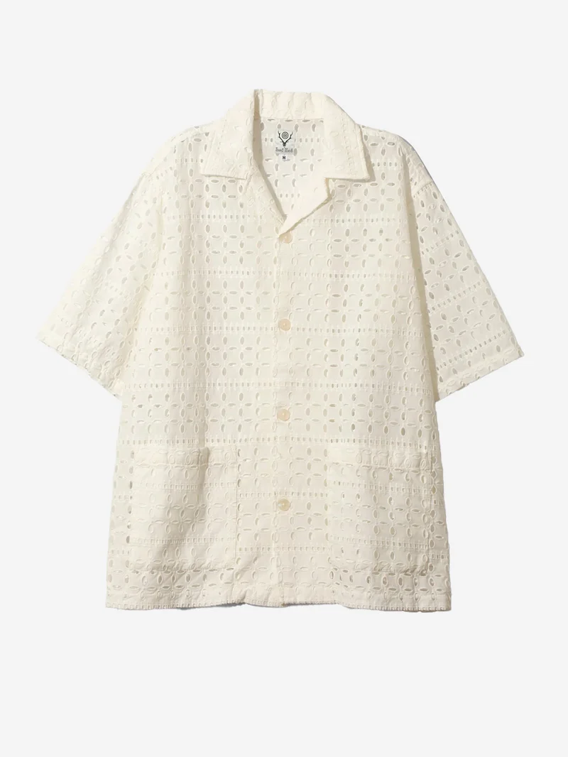Camicia 'Cabana' bianca traforata con ricamo a intaglio