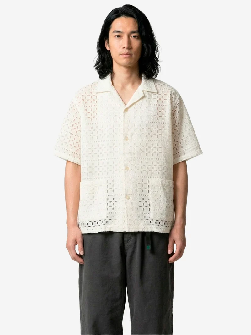 Camicia 'Cabana' bianca traforata con ricamo a intaglio