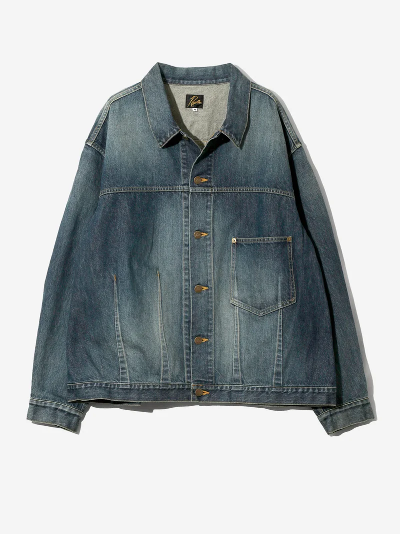 Giacca in denim indigo con riprese