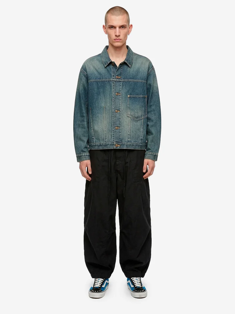 Giacca in denim indigo con riprese
