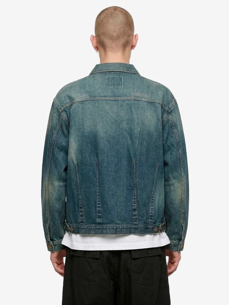 Giacca in denim indigo con riprese