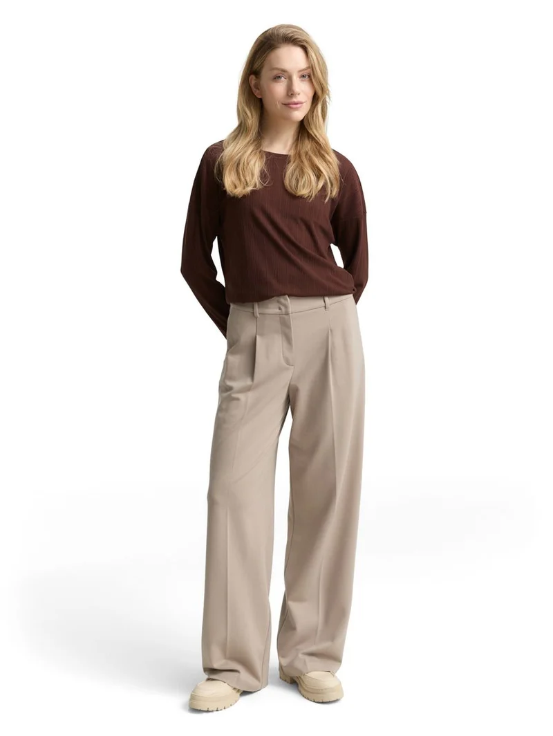 Loose Fit Langarmshirt mit Rippstruktur