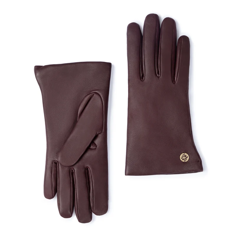 Isabel Bernard Honoré Eleanor bordeauxrote Lederhandschuhe aus Ziegenleder IB67000-352-7.5