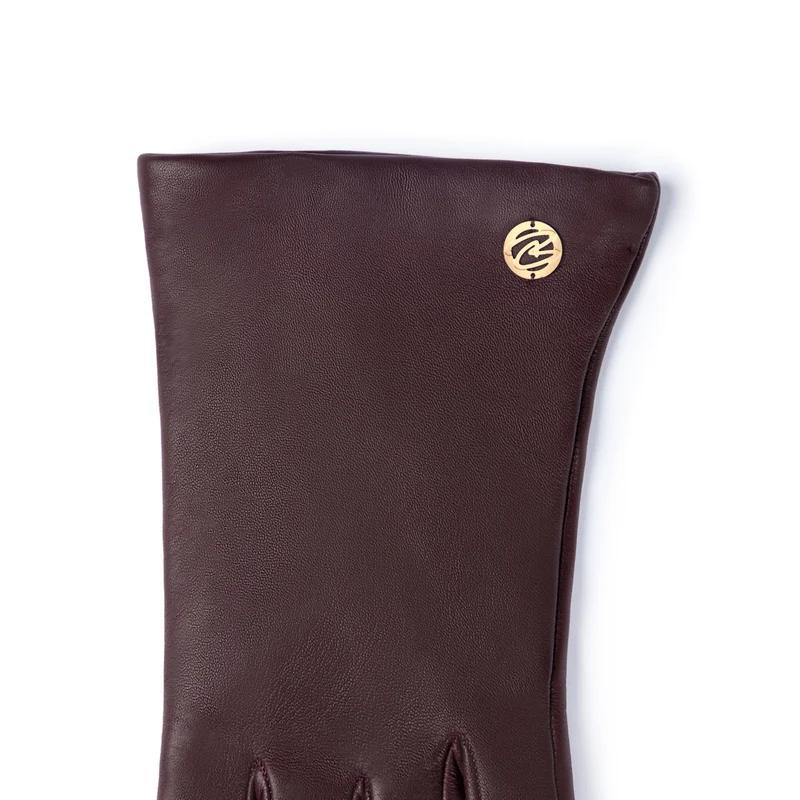 Isabel Bernard Honoré Eleanor bordeauxrote Lederhandschuhe aus Ziegenleder IB67000-352-7.5