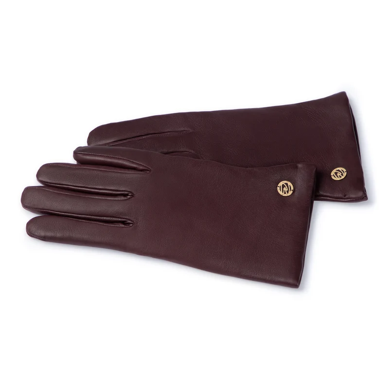 Isabel Bernard Honoré Eleanor bordeauxrote Lederhandschuhe aus Ziegenleder IB67000-352-7.5