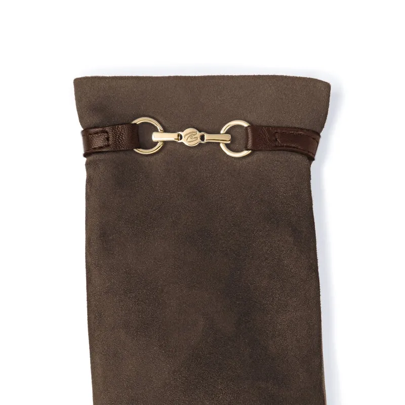 Isabel Bernard Honoré Marcelia dunkelbraune Wildlederhandschuhe aus Ziegenleder IB67001-131-6.5