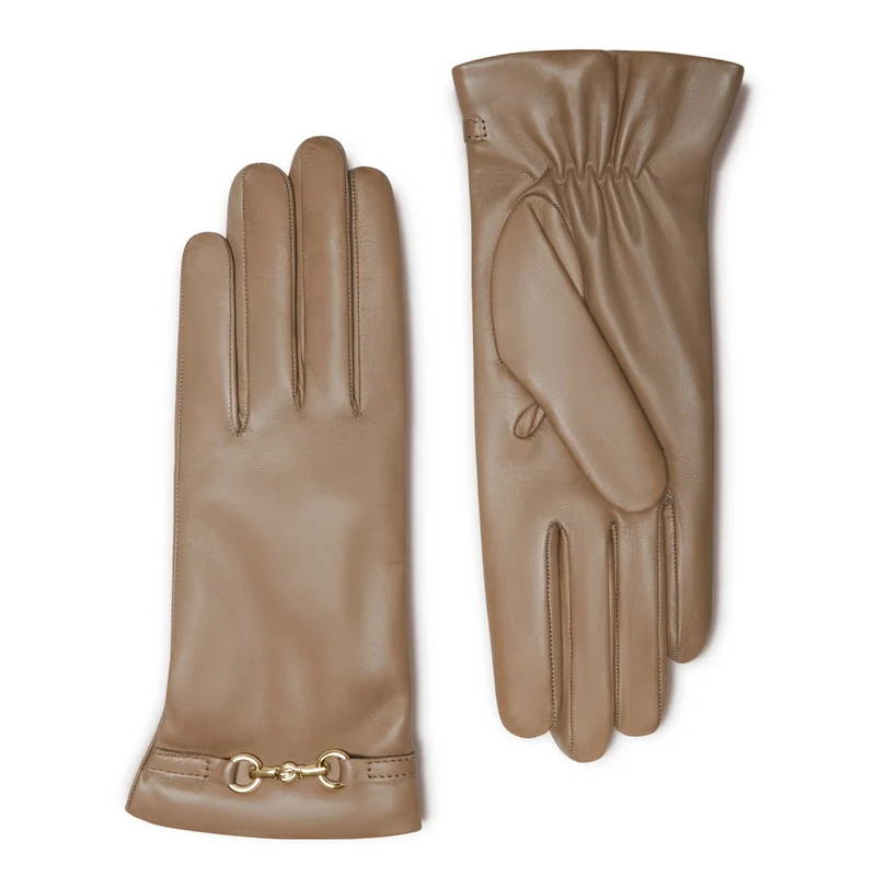 Isabel Bernard Honoré Marcelia Taupe Ziegenfell Leder Handschuhe IB67001-378-6.5