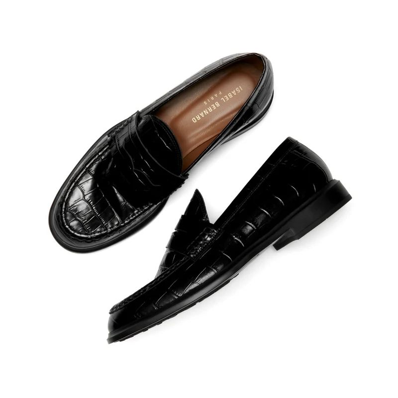 Isabel Bernard Vendôme Blandine Kroko Schwarz Kalbsleder Loafers IB51015-201-38