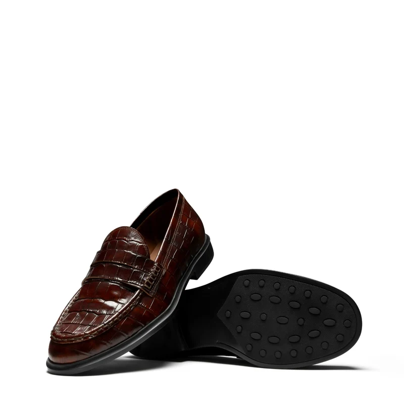 Isabel Bernard Vendôme Blandine Kroko Braun Kalbsleder Loafers IB51015-230-37