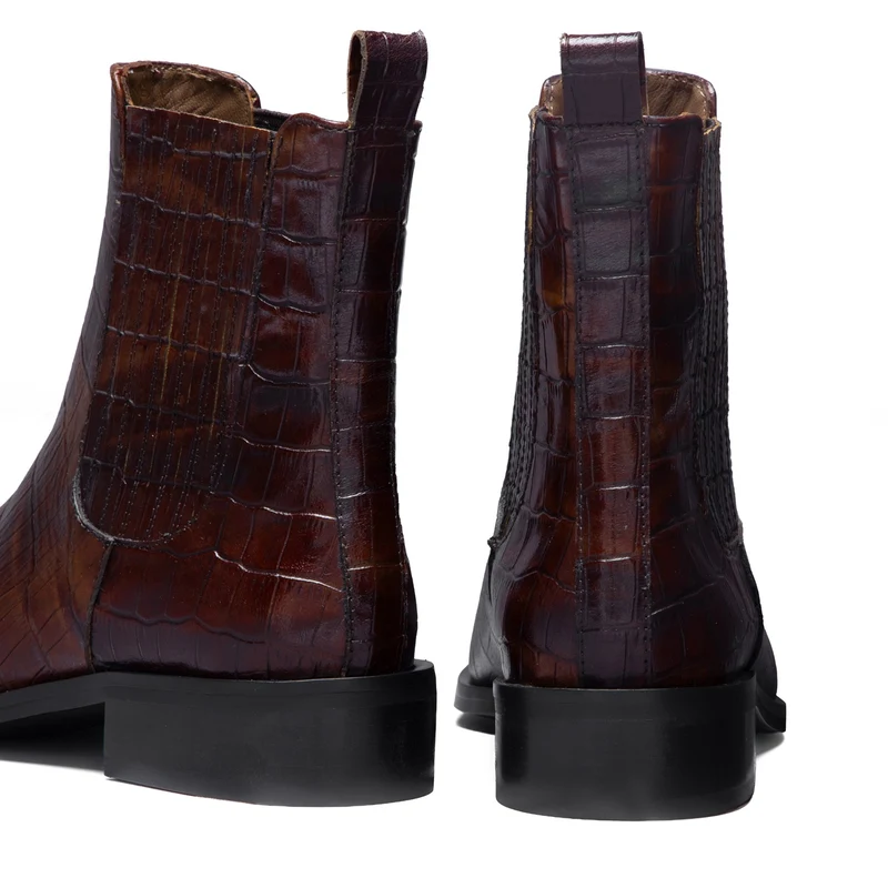 Isabel Bernard Vendôme Chey Croco Braune Chelsea Boots aus Kalbsleder IB53012-230-36