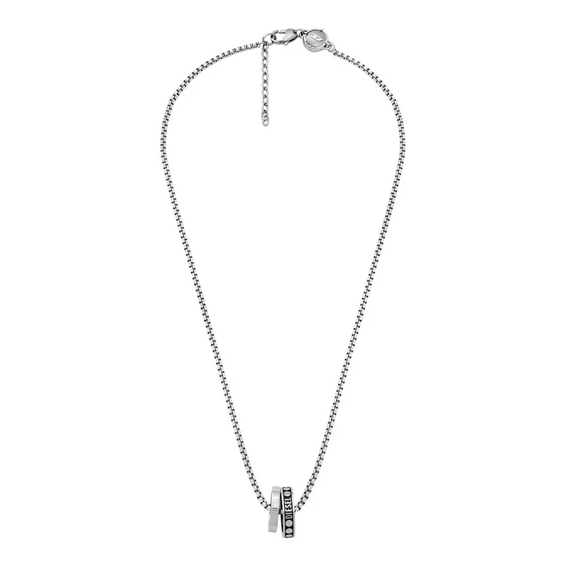 Diesel Double Pendant Halskette Aus Edelstahl DX1168040