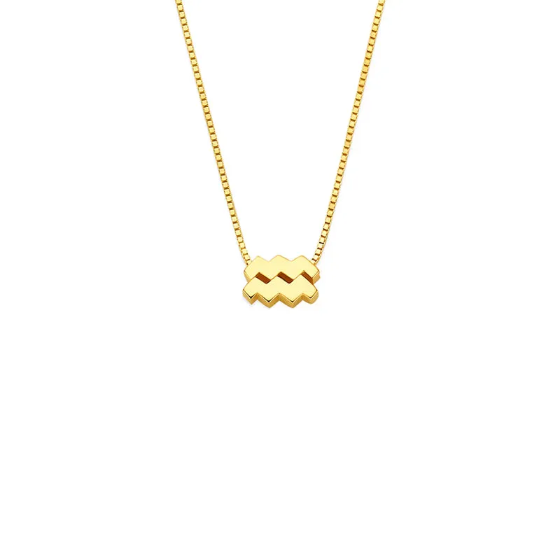 Isabel Bernard Étoiles d’Or Aquarius 14 Carat Gold Venetian Necklace With Horoscope IB340188
