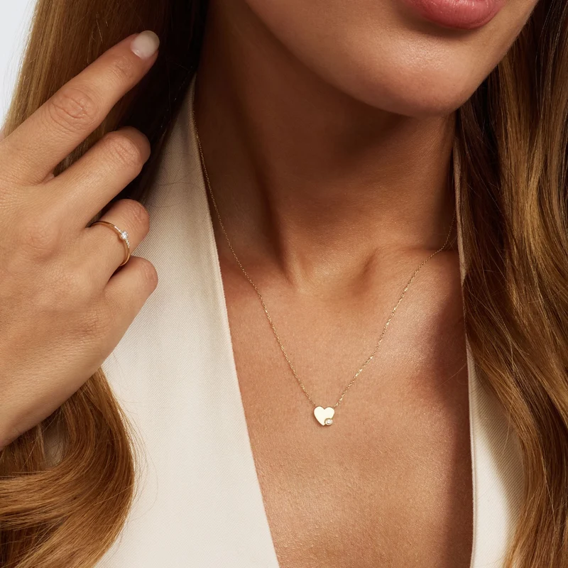 Isabel Bernard De la Paix Amore 14 Karat gold necklace with diamond 0.02 carat IBD350028