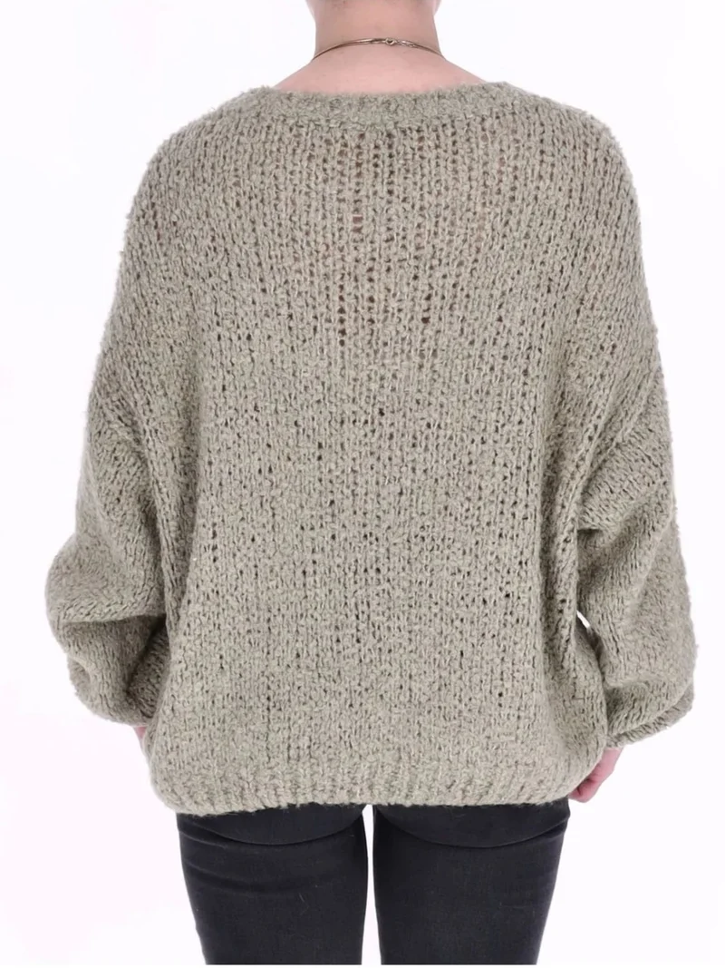 Damen Boxy-Strickpullover mit Lana-Wolle – Grün