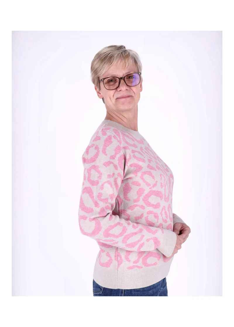 TARA M Damen Strickpullover Leopard