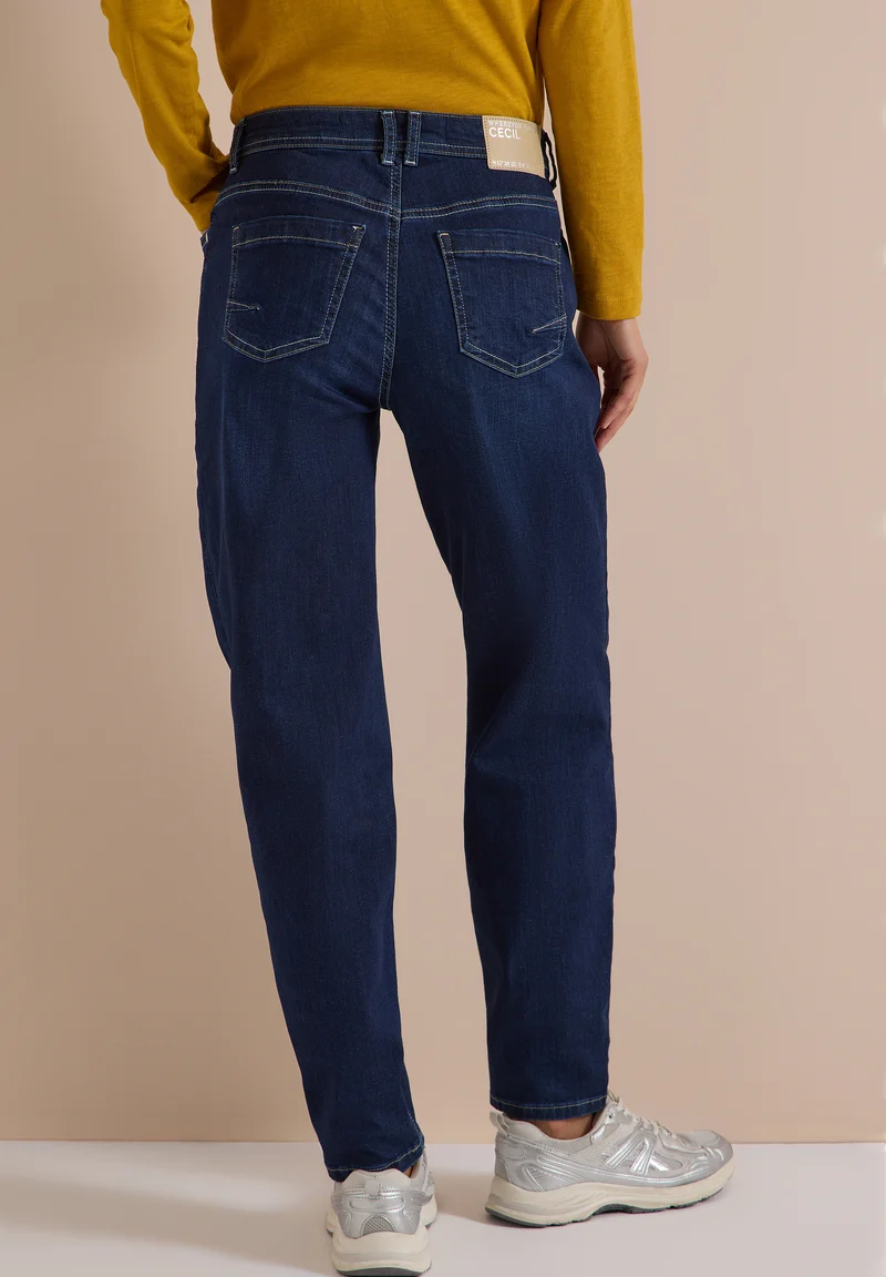CECIL - High Waist Barrel Leg Jeans im Loose Fit - Farbe: Dark blue wash