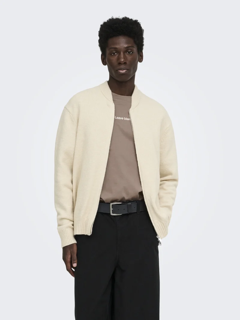 ONSJAMES RLX CARDIGN KNIT, Oatmeal