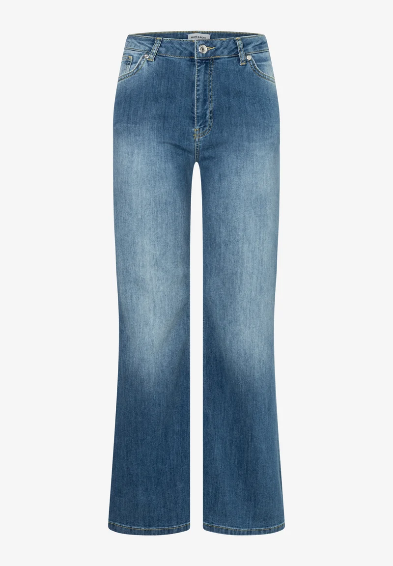 Blue Denim Flared Jeans, middle blue denim