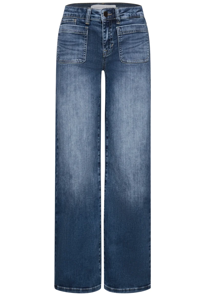 QR Studio Style Luca Wide Leg,, mid blue heavy washed