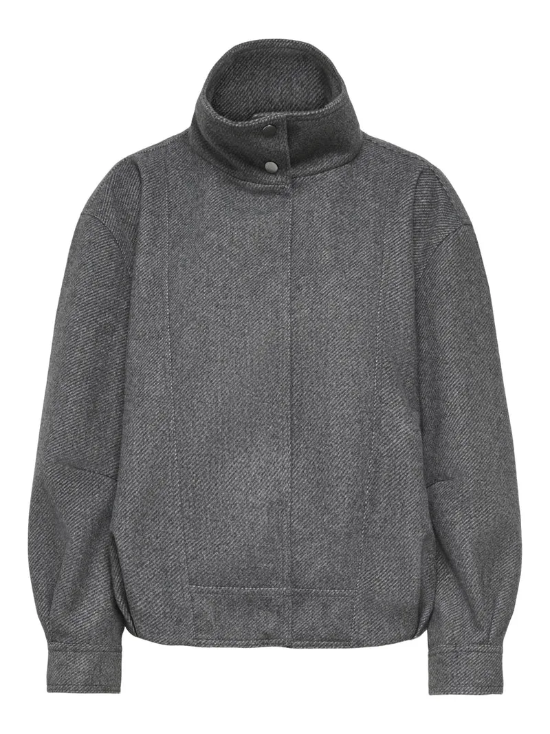 ONLASTA HIGH COLLAR BOMBER JACKET O, Dark Grey Melange