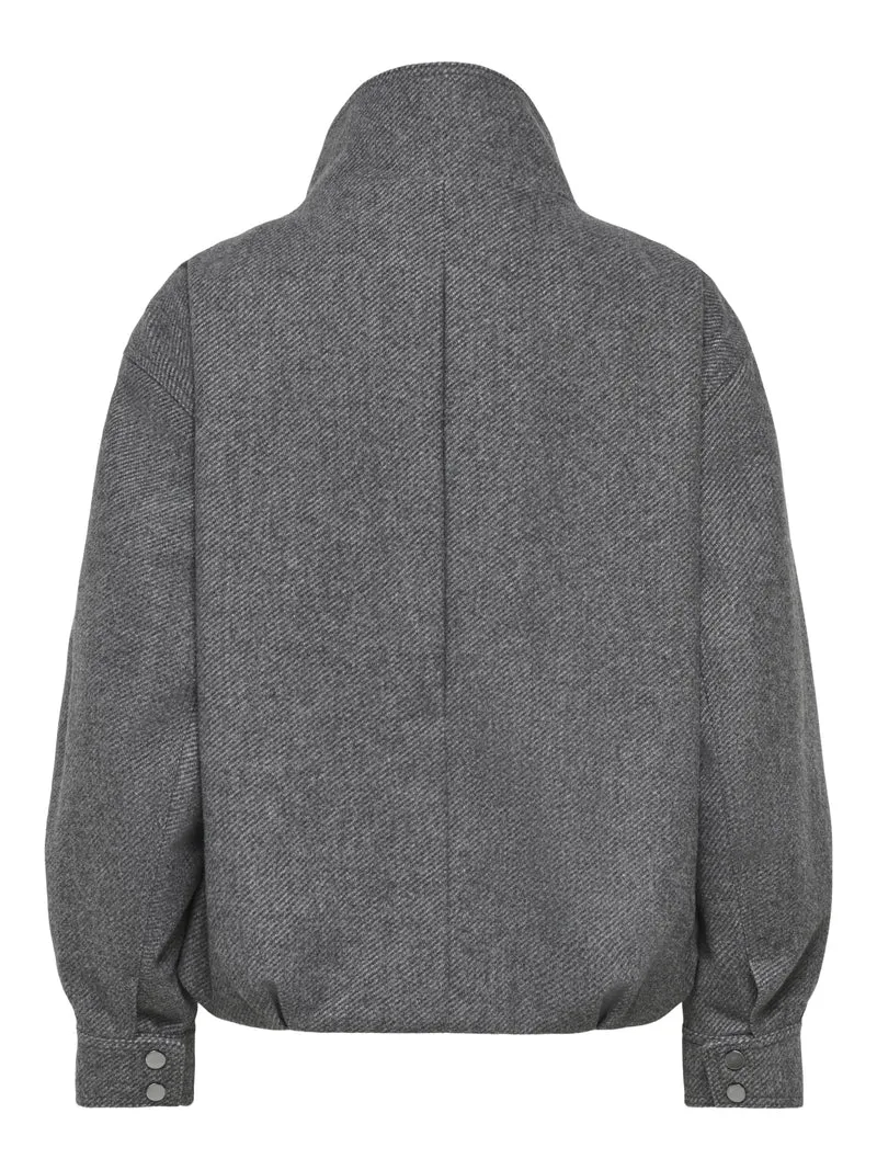ONLASTA HIGH COLLAR BOMBER JACKET O, Dark Grey Melange