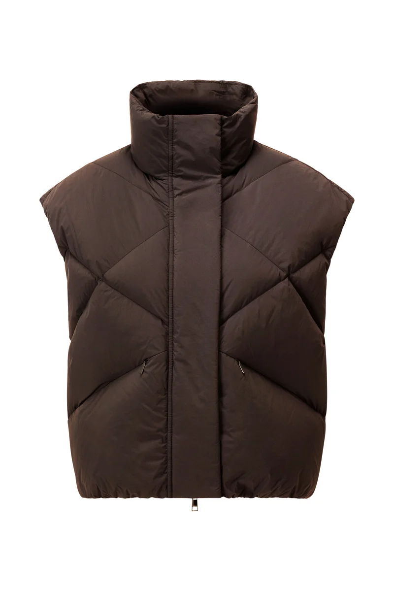 Short Oversize Puffer Vest, coffee bean