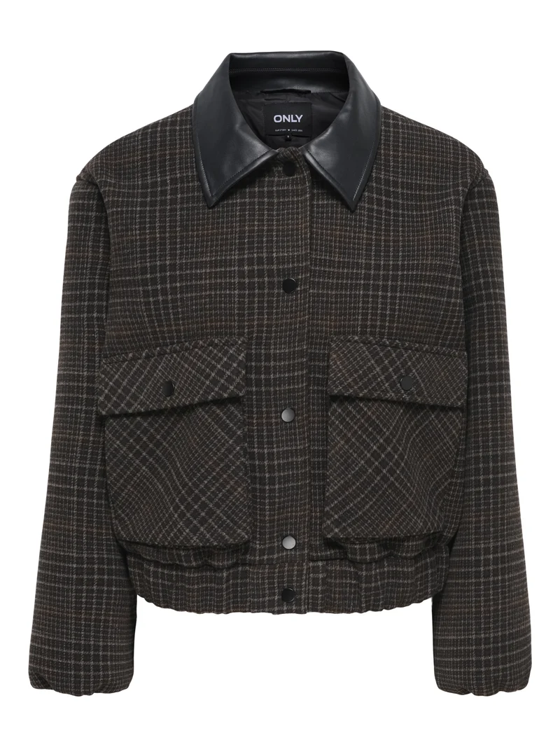 ONLMIKA CHECK BOMBER JACKET OTW, Black Coffee/Check