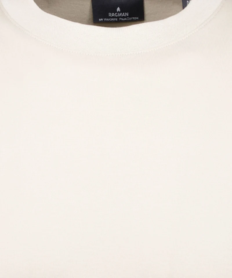 T-Shirt round neck waist rib, HELL BEIGE