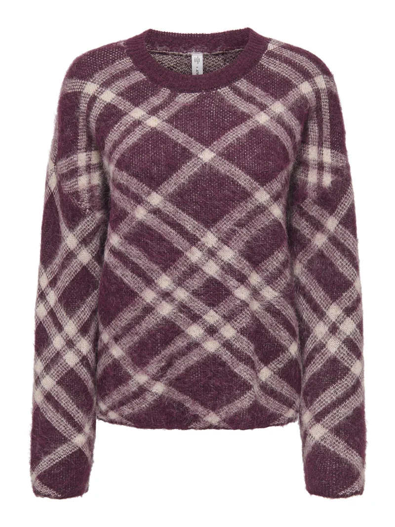 ONLNOEME LS PATTERN O-NECK KNT, Fig/Oatmeal/Mel