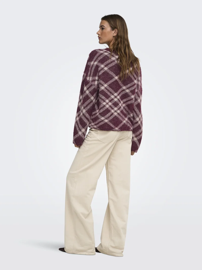ONLNOEME LS PATTERN O-NECK KNT, Fig/Oatmeal/Mel