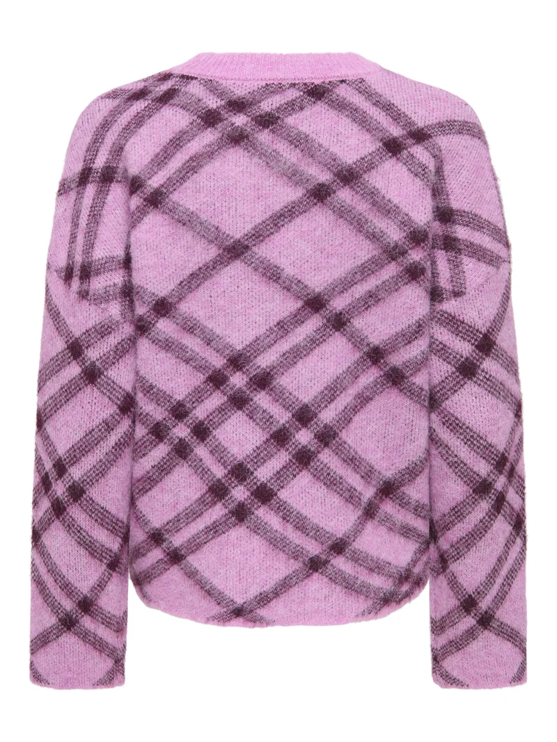ONLNOEME LS PATTERN O-NECK KNT, Cyclamen/Check/Fig/Mel